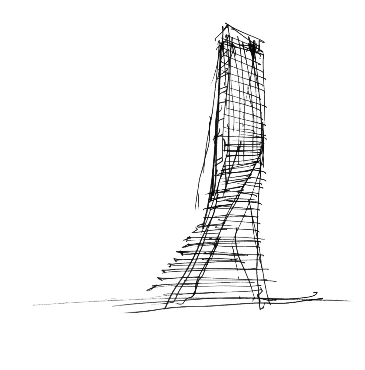 Tall lattice tower under construction on the ground.