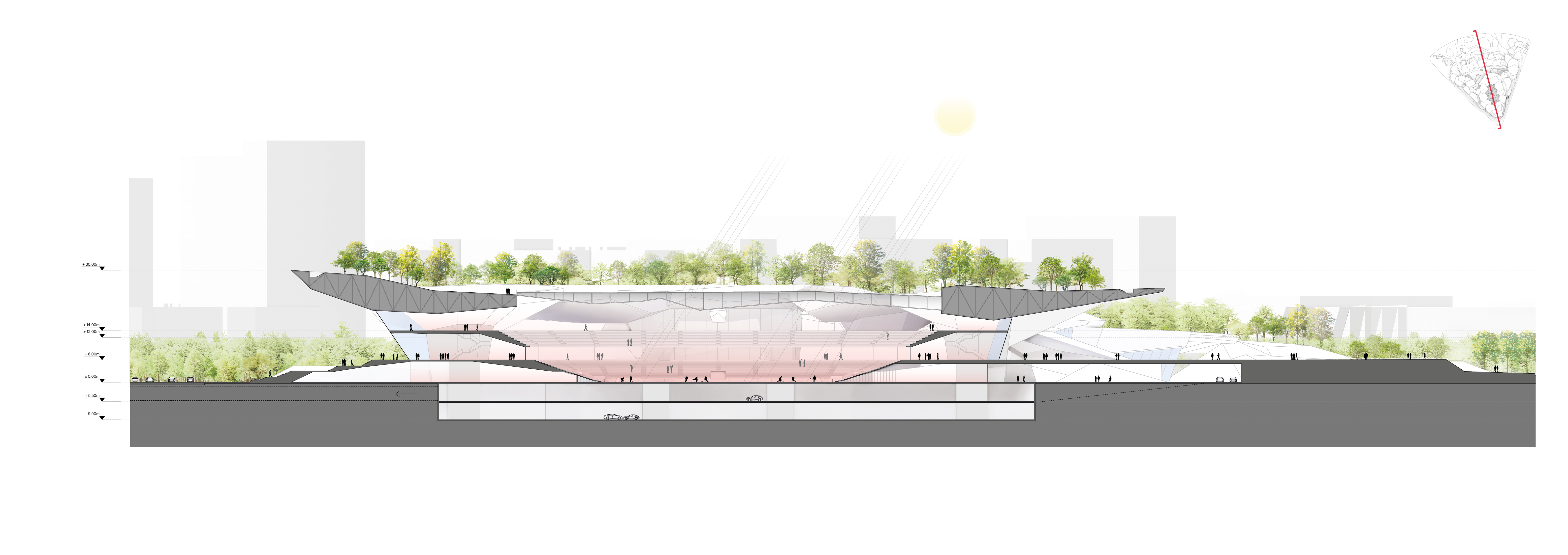 DMAA Sports Center Shanghai Longitudinal Section Stadium