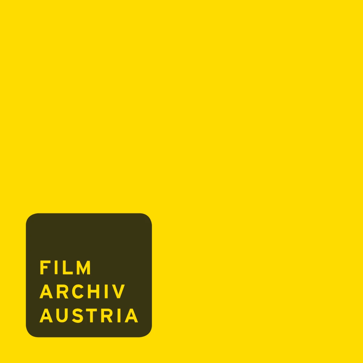 Dark rounded-square badge bottom-left with yellow text 'FILM ARCHIV AUSTRIA' on a solid yellow background.