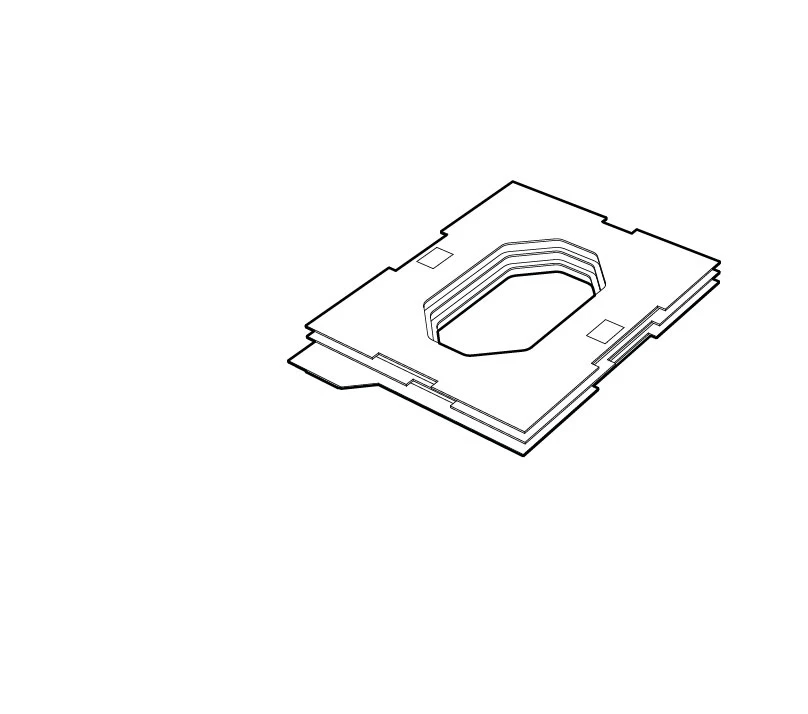 Isometric line drawing of a square CPU socket with an octagonal opening on a white background.