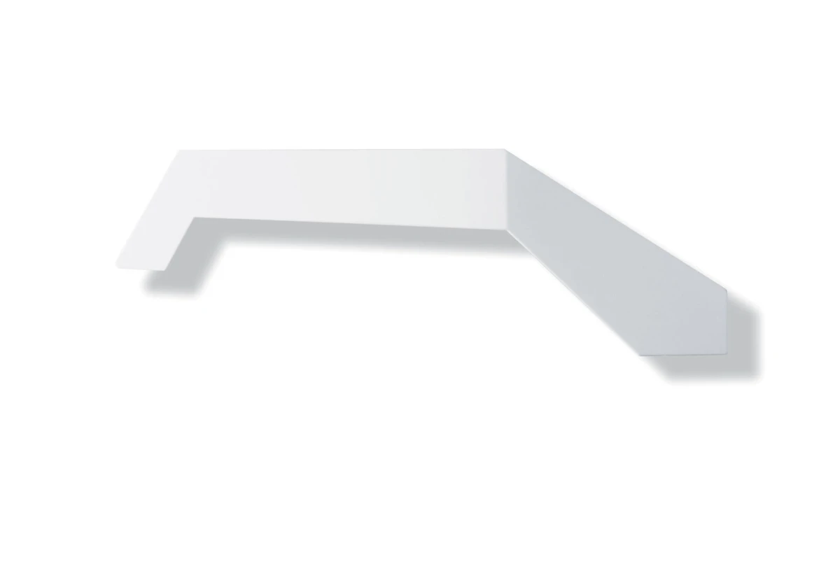 White L-shaped angular block isolated on a white background.