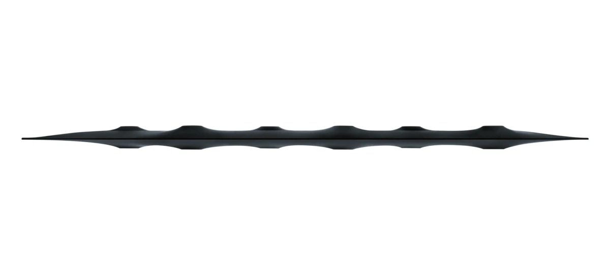 Long, slender black blade with rounded, evenly spaced humps along its length on a white background.